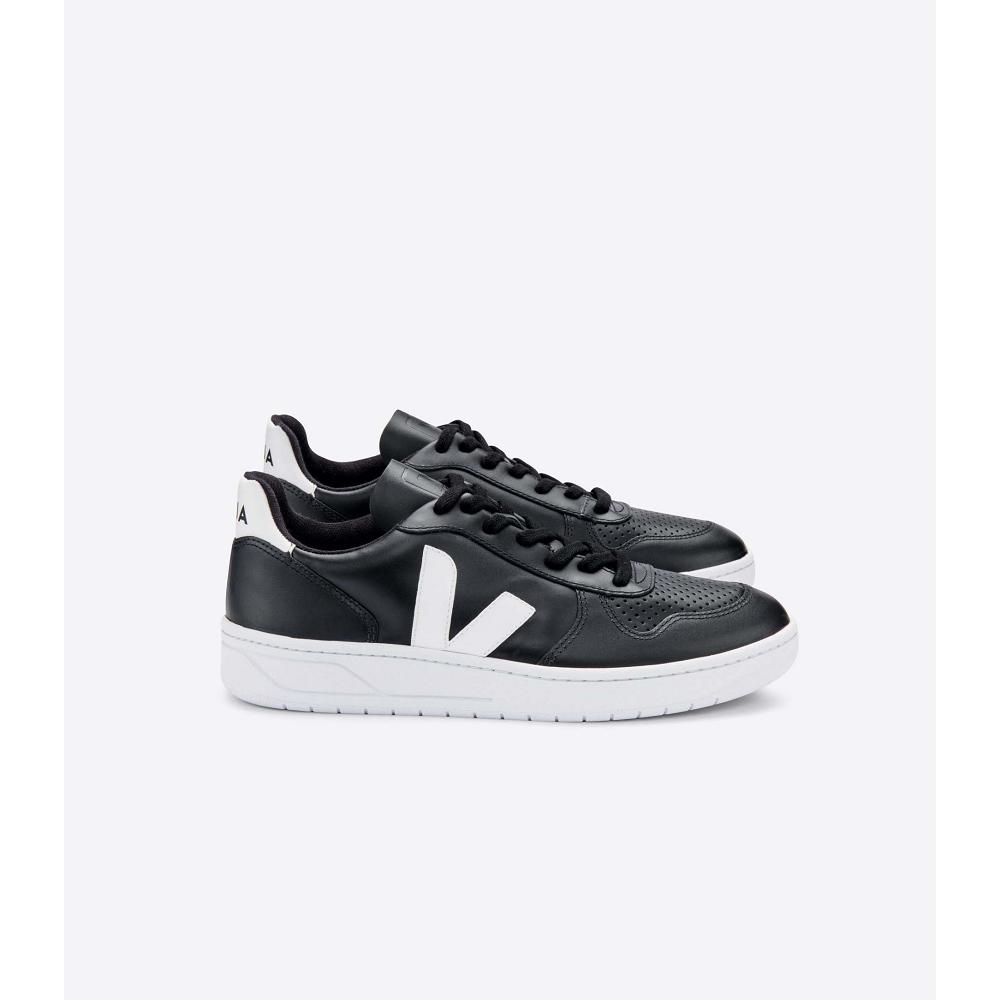 Black/White Men\'s Veja V-10 LEATHER SOLE Sneakers | AU 321RVD